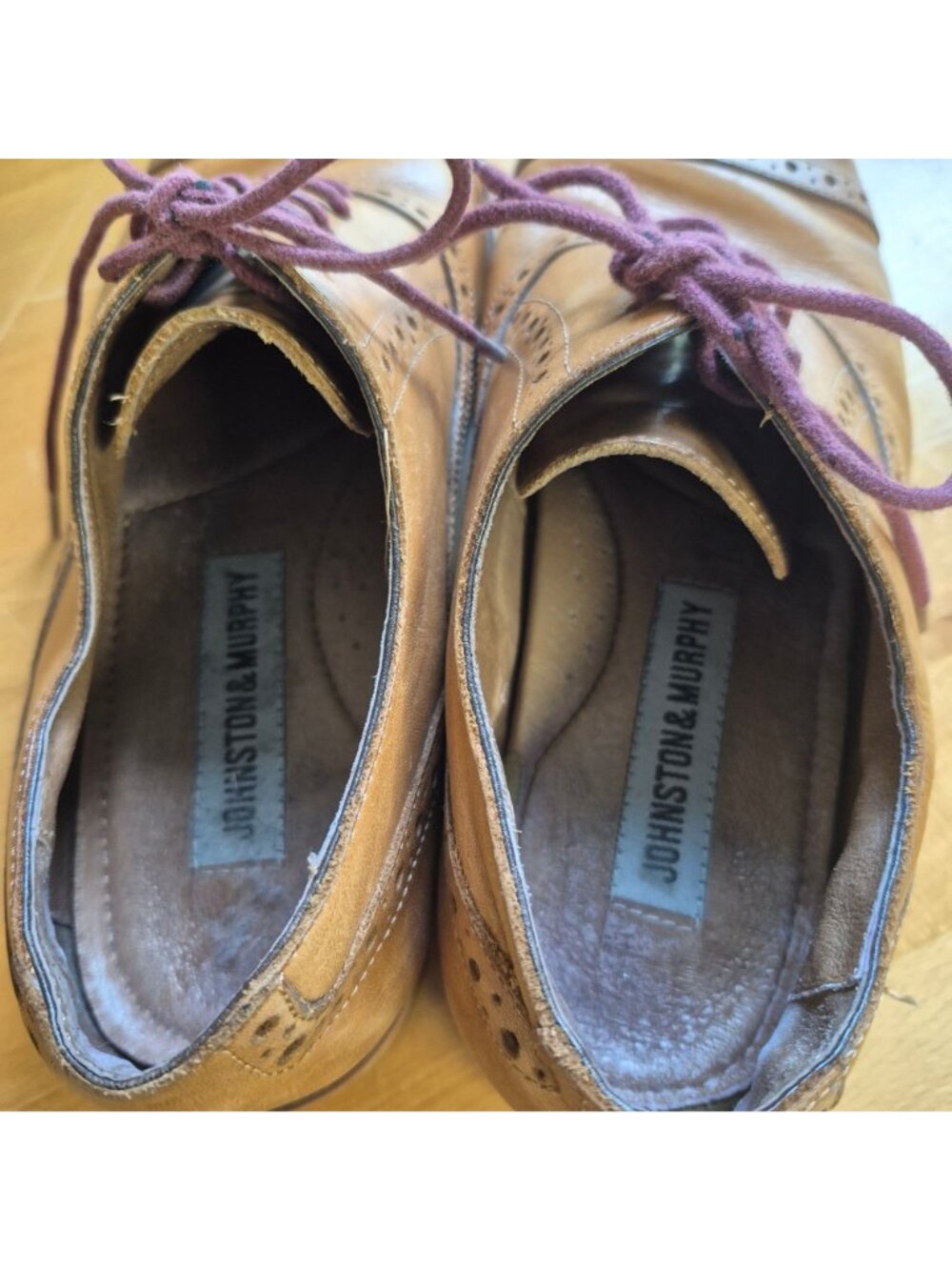 Johnston & Murphy Mens Brown Leather Wingtip Oxford Shoes 8M - Picture 5 of 8